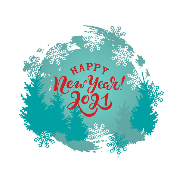 Happy New Year 2021 handwriting lettering. Place for text. Vector illustration for New Year poster, prints, t-shirt design, sticker. - Вектор, зображення
