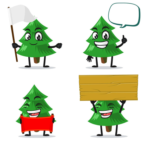 illustration vectorielle de la mascotte d'épinette ou du jeu de caractères avec le thème du signe blanc - Vecteur, image