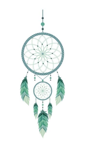 Dream catcher with mandala and feathers. Indian talisman. - Vector, Image