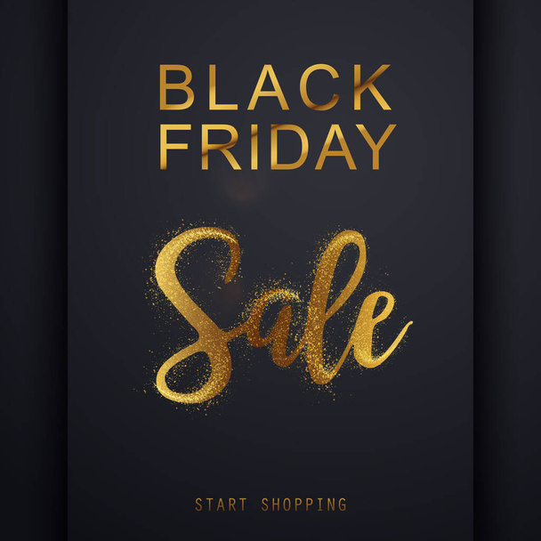 Black Friday Background with golden text. Vector illustration - ベクター画像