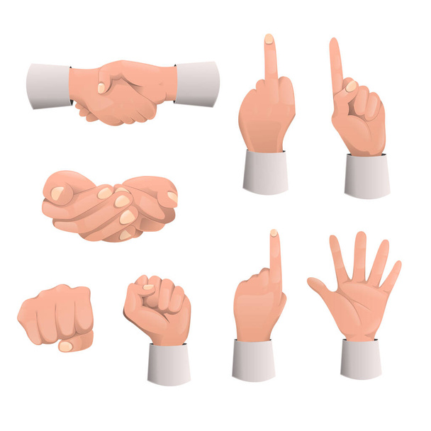 Мультяшний людський рука жести плоскі значки набір
 - Вектор, зображення