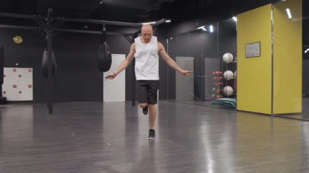 Young European Man Goes in for Sports Jumping Rope, Exercises In the Gym, Training self - Development - Footage, Video
