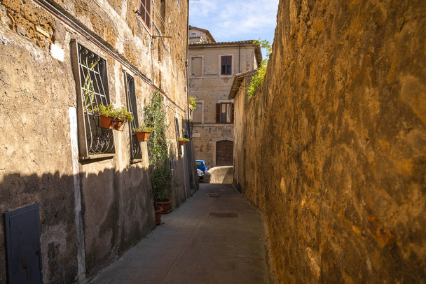 Narrow street of medieval town of Orte in Italy - Photo, Image