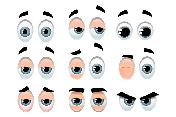 Σύνολο ματιών που αντιπροσωπεύουν ποικίλες εκφράσεις - Διάνυσμα, εικόνα