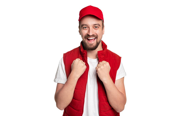 Excited male worker celebrating success - Photo, Image