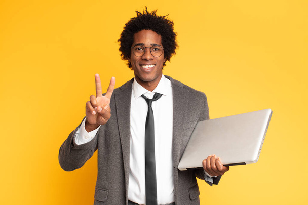 young black businessman with a laptop - Foto, Imagem