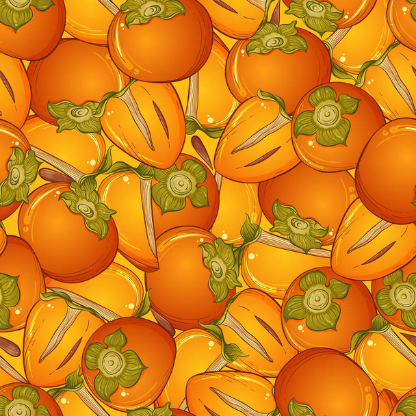 Ripe persimmon seamless pattern - Vektor, obrázek