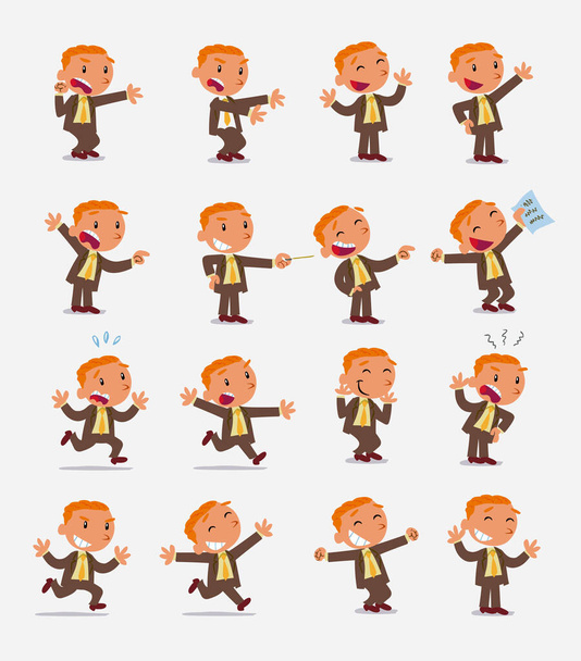 Cartoon character businessman in smart casual style. Set with different postures, attitudes and poses, doing different activities in isolated vector illustrations. - Vector, Image
