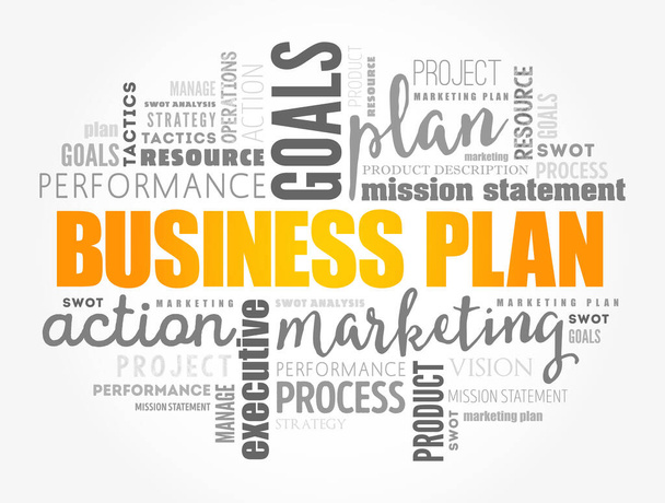 Business plan word cloud collage, business concept background - Vektor, Bild