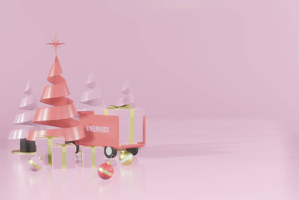 3D рендеринг Рождество пустой шаблон макет подиума для размещения продукта - Фото, изображение