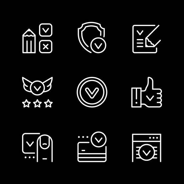 Set line icons of approval - Vector, Image
