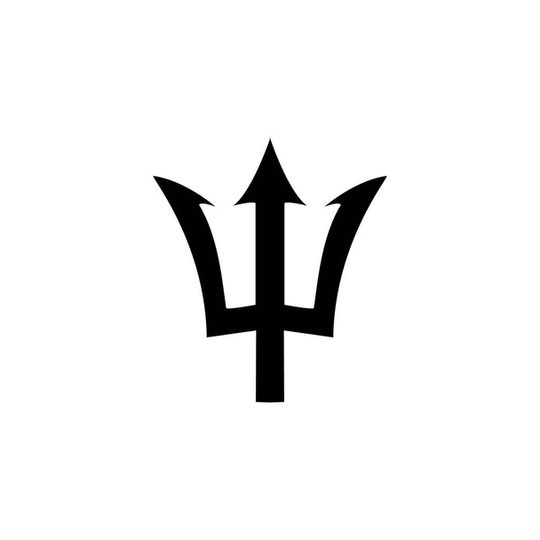 Μαύρη εικόνα τρίαινας. Σύμβολο Ποσειδώνα. Μπαρμπάντος εθνικό σύμβολο διανυσματική απεικόνιση. Απομονωμένα σε λευκό. - Διάνυσμα, εικόνα
