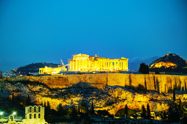 Napnyugta után este Akropolisz - Fotó, kép