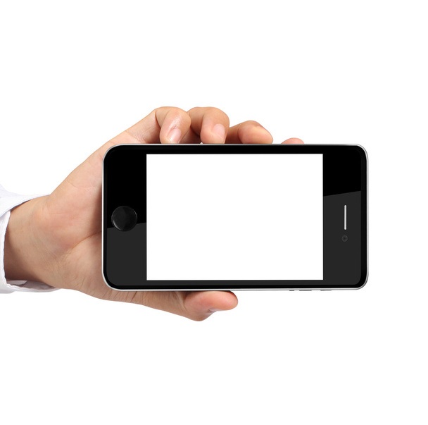 Современный мобильный телефон в руке
  - Фото, изображение