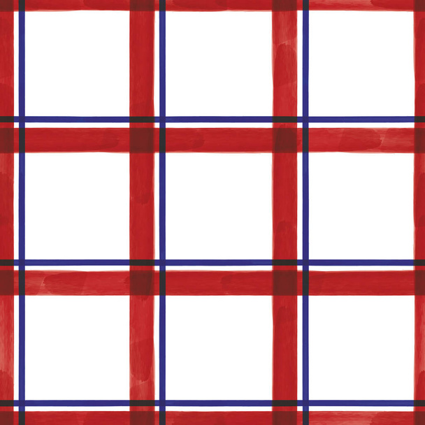 Vector rojo azul rejilla de verificación patrón sin costura - Vector, imagen