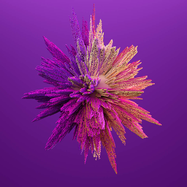 Explosion violet dust. Freeze motion of color powder exploding. Illustration - Photo, image