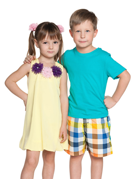 twee mode kleine kinderen - Foto, afbeelding