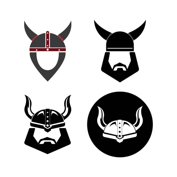 ヘルメットバイキングのロゴデザインベクトル - ベクター画像