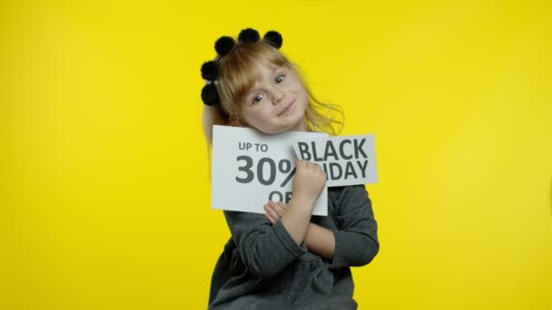 子供女の子ショー黒金曜日まで30パーセントオフ割引広告碑文テキスト - 映像、動画