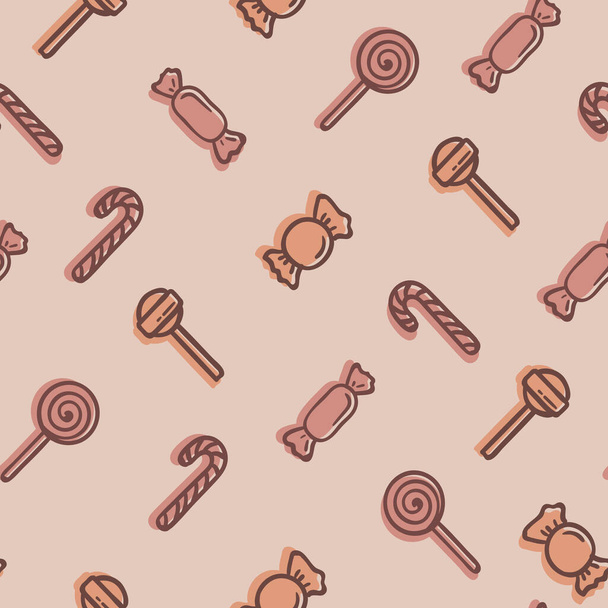 seamless repeating pattern of all sorts of candies - Вектор,изображение