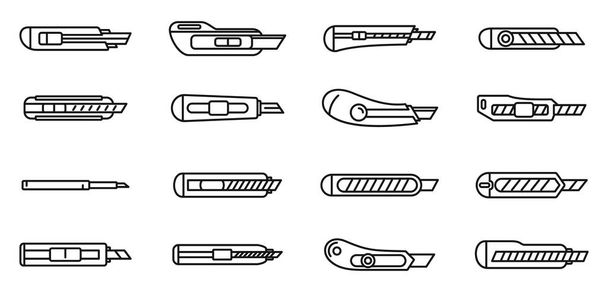 Home cutter icons set, outline style - Διάνυσμα, εικόνα