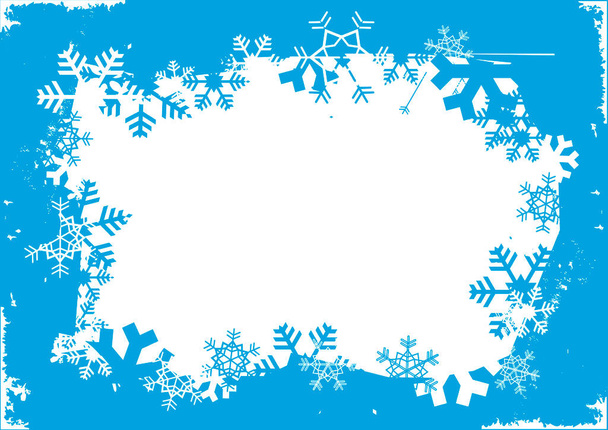 Flocos de neve de Natal grunge frame.Illustration de fundo de inverno azul com flocos de neve.Vector disponível - Vetor, Imagem