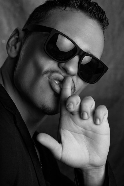 Black and white photo of glamour male in studio - Fotografie, Obrázek