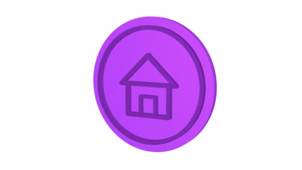 家の3Dアイコン。紫色だ。アルファチャンネル。ループアニメーション。3Dオブジェクト - 映像、動画
