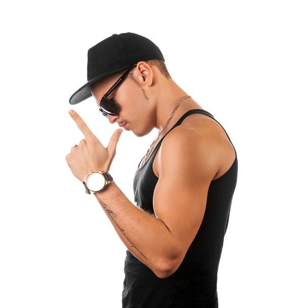 Profile photo of young adult male o white background - Photo, Image