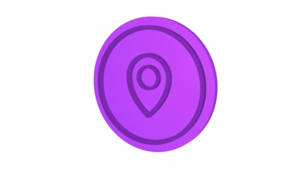 Mapa puntero 3d icono. Color púrpura. Canal alfa. Animación en bucle. objeto 3d - Imágenes, Vídeo