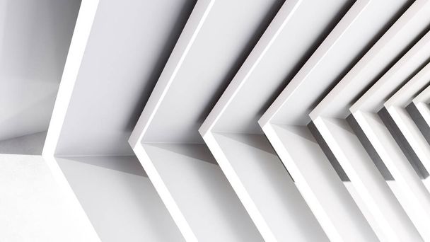Abstract White Architecture Background. Minimal Geometric Wallpaper. 3D Illustration of White Building. Modern Geometric Wallpaper. Futuristic Technology. - Foto, imagen