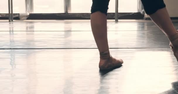 Ballerina rehearsing on tiptoe at dance hall - Footage, Video