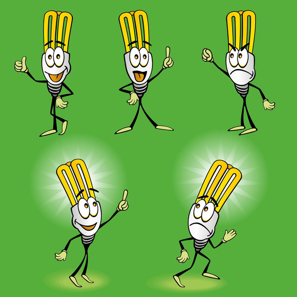 Cartoon Öko-Glühbirne Charakter mit Körper - Vektor, Bild