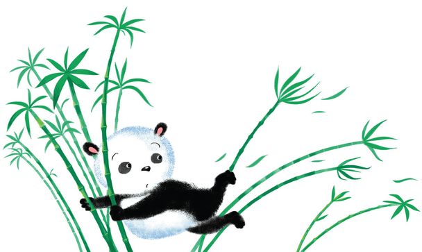 стрибки панди бамбука - Вектор, зображення
