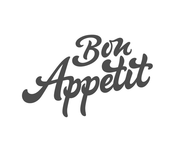 Bon Appetit vector logotipo de texto. Letras hechas a mano en estilo freehand. Comida rápida, cafetería, logotipo del restaurante. - Vector, Imagen