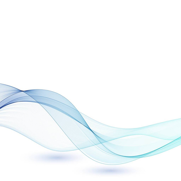 Wave with shadow.Abstract blue lines on a white background. Line art. Vector illustration. Colorful shiny wave with lines created using blend tool. Curved wavy line,smooth stripe.Design element. - Vector, Image