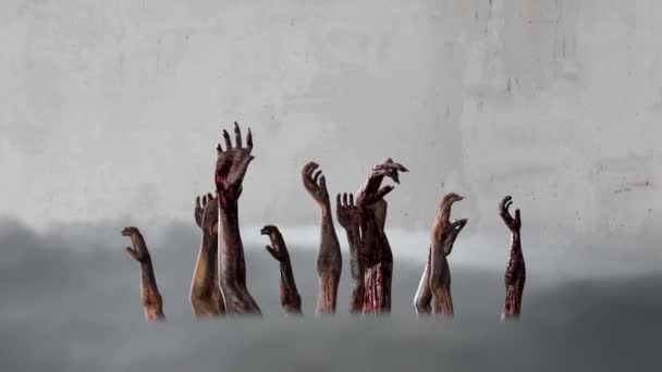 zombie mãos halloween fundo 3d render - Filmagem, Vídeo