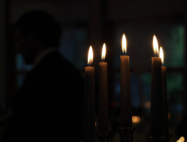 Atmospheric table decoration with Candlelights at a marriage - Φωτογραφία, εικόνα
