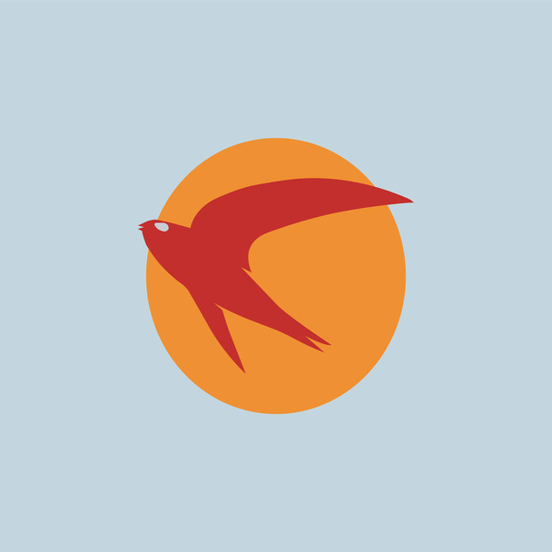 Ilustración gráfica vectorial del logo expreso de pájaro. Fondo azul. Adecuado para el logotipo del negocio y el logotipo del transportista. - Vector, imagen