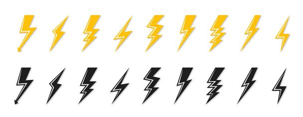 Parafuso relâmpago preto ícone flash logotipo vetor definido - Vetor, Imagem
