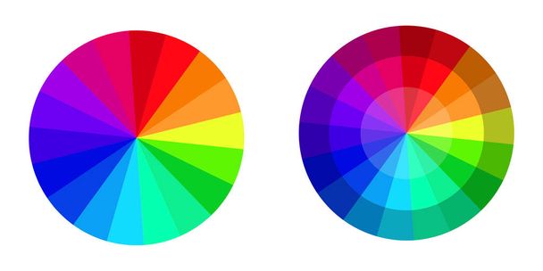 Vektorová paleta ve formě barevného kruhového kola. Chromatický duhový graf. Stock image. - Vektor, obrázek