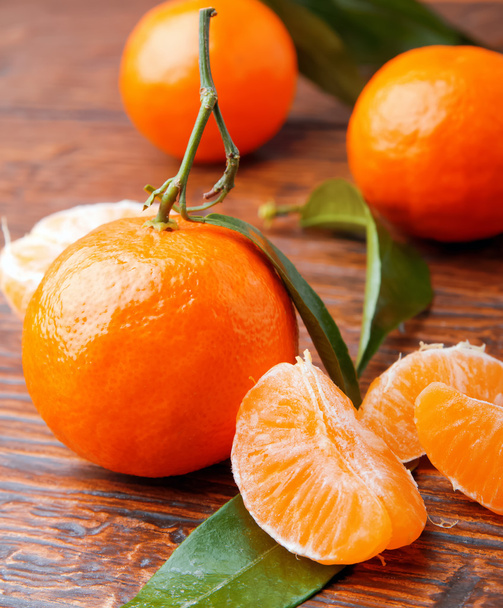 Tangerines on wooden table - Photo, Image