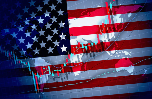 US Economy Global Market Background Design Chart Material graph illustration image - Photo, Image