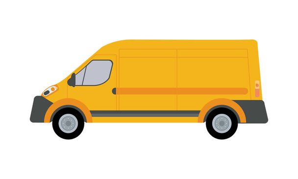 keltainen pakettiauto kuljetus eristetty kuvake - Vektori, kuva