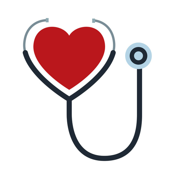 stéthoscope cardio outil médical avec coeur - Vecteur, image