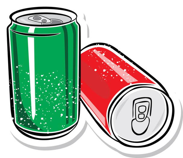 Dois lata de alumínio vermelho e verde - Vetor, Imagem