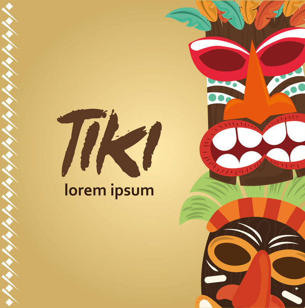 zwei Tiki-Stammesvölker aus Polynesien und Hawaii - Vektor, Bild