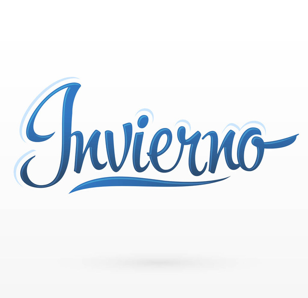 Invierno, Winter ισπανικό κείμενο, διανυσματικά γράμματα σχεδιασμό. - Διάνυσμα, εικόνα