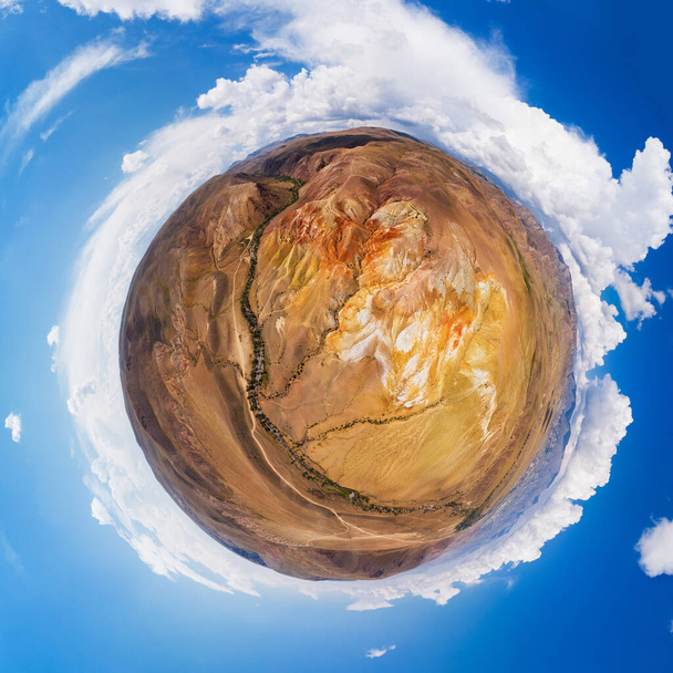 Little planet transformation of spherical panorama 360 degrees of Altai Mars - Photo, Image