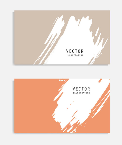Abstract ink brush banners set with grunge effect. Japanese style. Vector illustration - ベクター画像